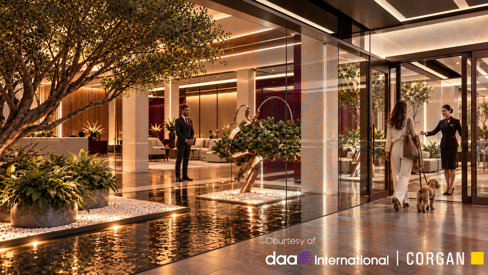 Conceptual rendering of lobby entrance to VIP Terminal. Credit: daa International, Corgan